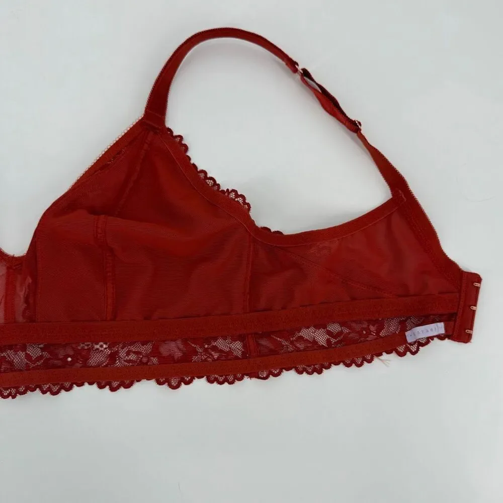 Savage X Fenty Burnt Orange‎ Lace Bralette Bra Wireless Longline Woman Size 1X